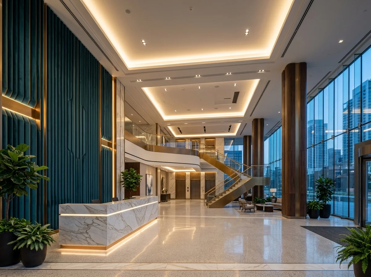 写字楼大堂建筑与动态光环境实景